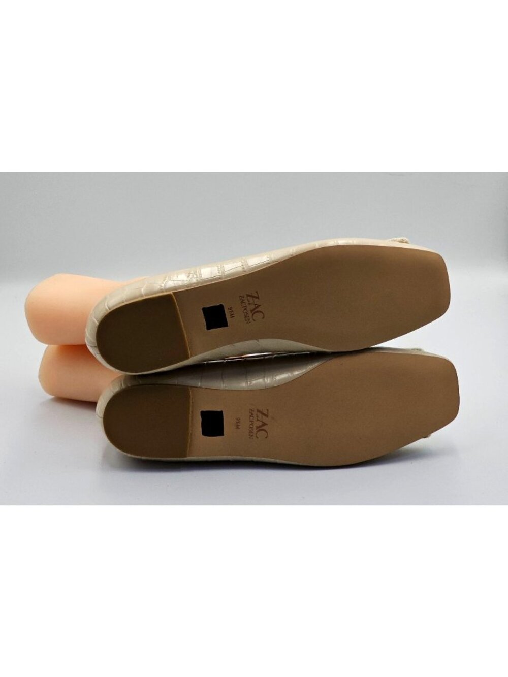 NWOB Zac Zac Posen Women's Beige Leather Vonte Skimmer Square Flats Sz 9.5 2692 - Picture 6 of 16